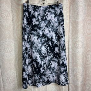 Sanctuary Everday Midi Skirt Black & Light Pink Tie Dye Size Large